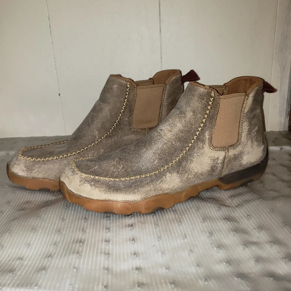 Size 8.5 Twisted X Men's Slip-On Chukka Leather Driving Moccasin Boots Shoes